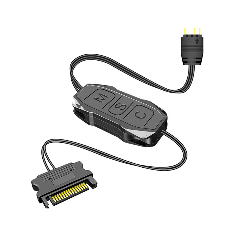 ARGB Mini Controller – 5V 3-Pin to SATA RGB Hub for PC Cases ARGB Lighting Controller Axl Black