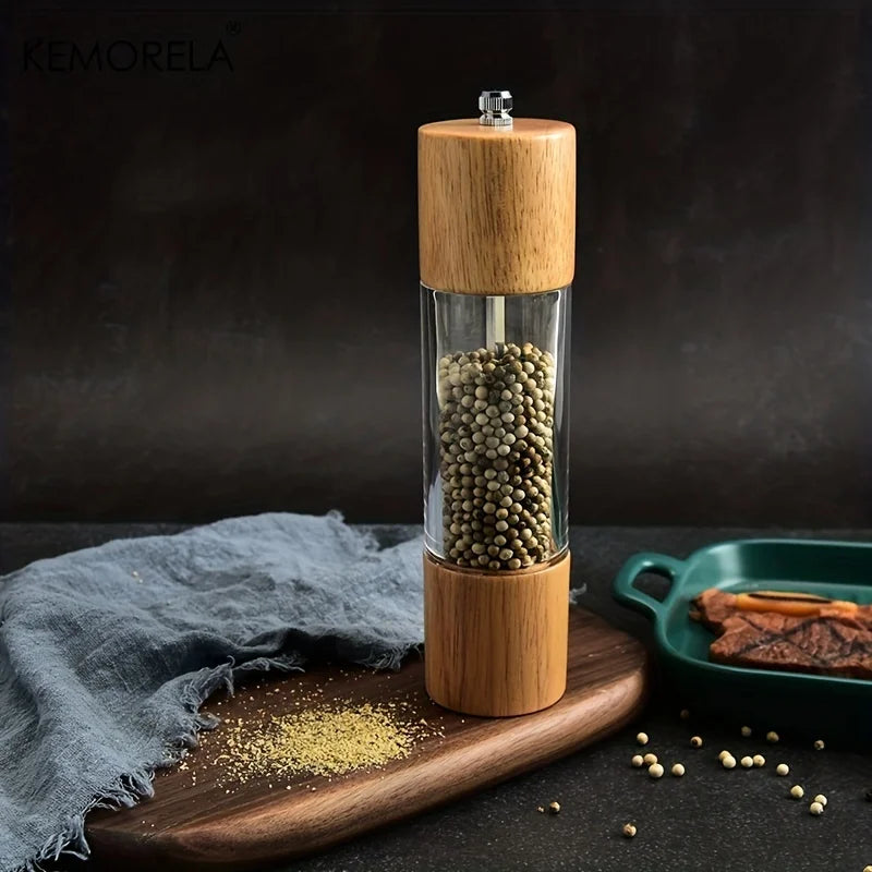 KEMORELA Acrylic & Wood Salt and Pepper Grinder Set Salt & Pepper Mill Axl