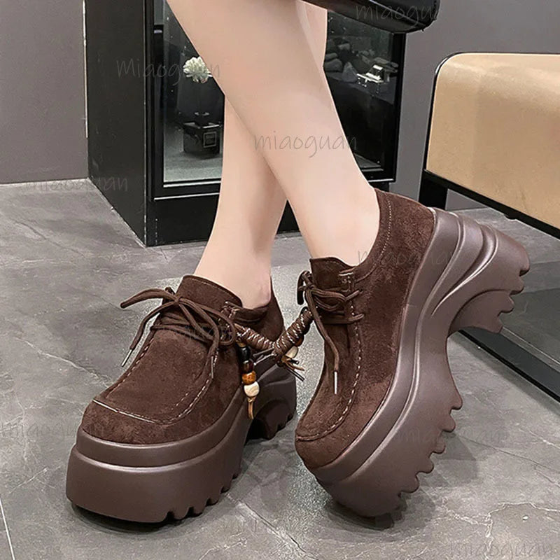 Women's Beaded Lace-Up Platform Pumps | Square Heel Shoes Platform Pumps Axl