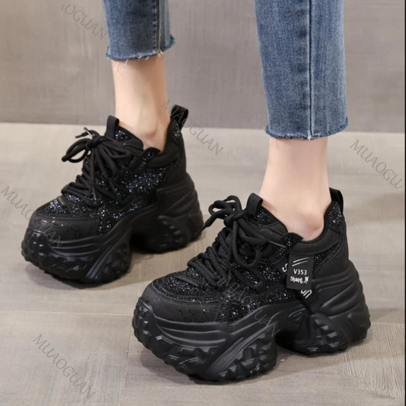 Women's Bling Chunky Platform Sneakers – 8CM High Heel Platform Sneakers Axl