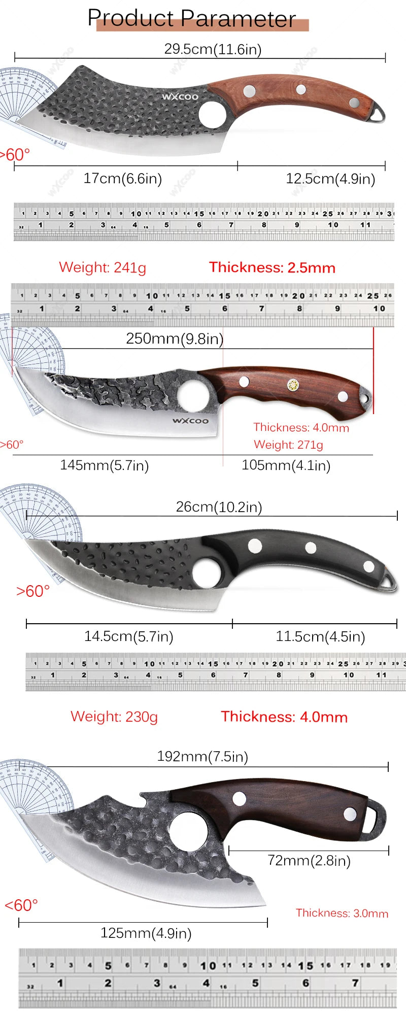 WXCOO Hand Forged Stainless Steel Boning & Chef Knife Kitchen Chef Knife Axl