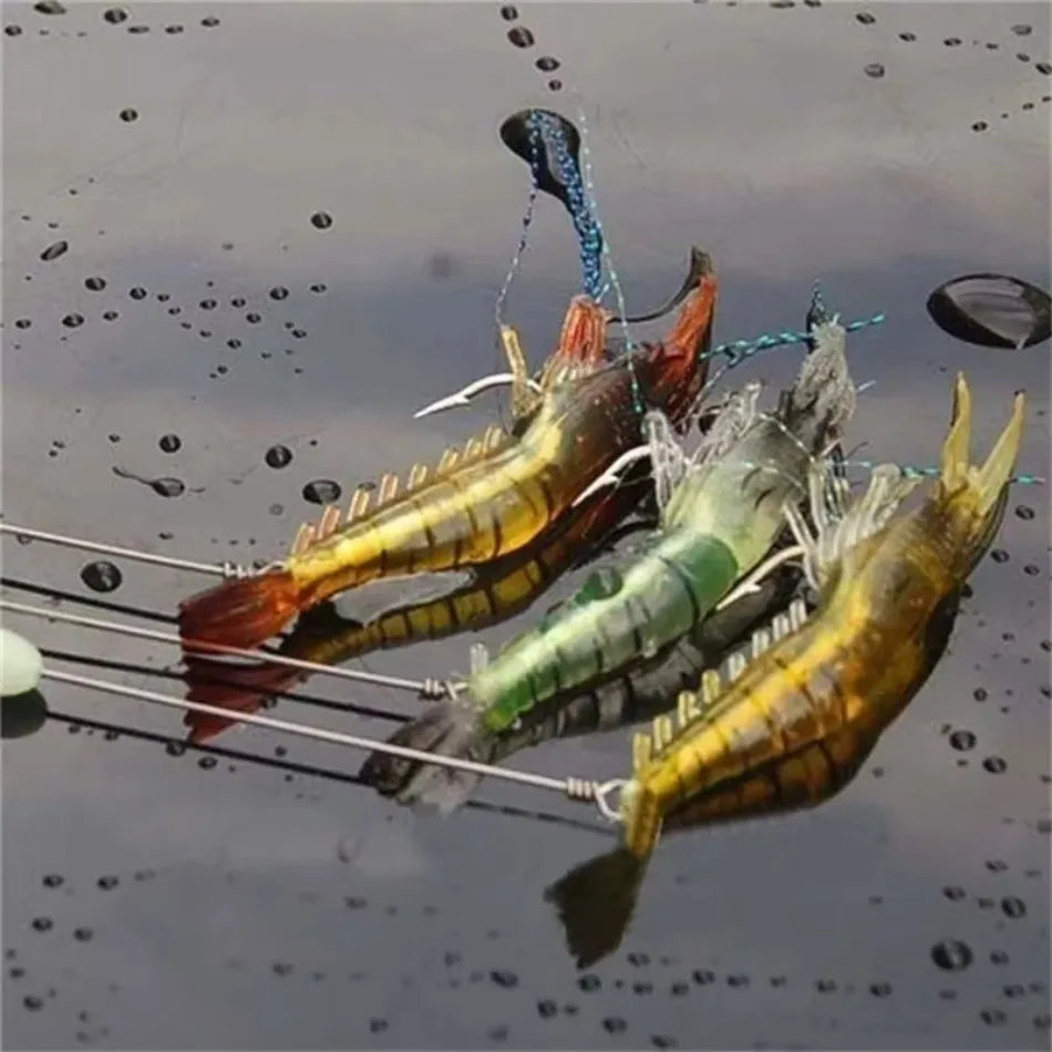 Luminous Soft Shrimp Fishing Lure 9cm Sinking Bait with Hook Soft Fishing Lure Axl