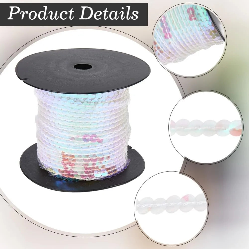 Clear AB Sequin Ribbon Trim 6mm 100 Yards | Iridescent PVC Sequin Ribbon Trim Axl