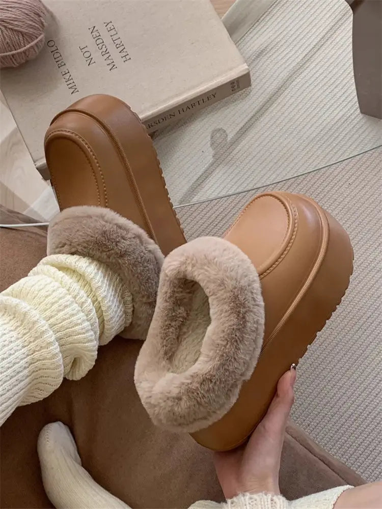 Women's Faux Fur Plush Mule Slippers – Cozy Winter House Shoes Faux Fur Slippers Axl