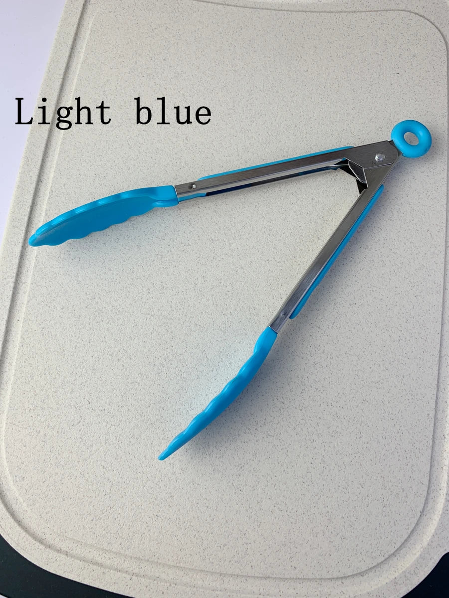 Stainless Steel Silicone Cooking Tongs – Anti-Slip BBQ Clip Kitchen Cooking Tongs Axl 1Pcs Light Blue-885