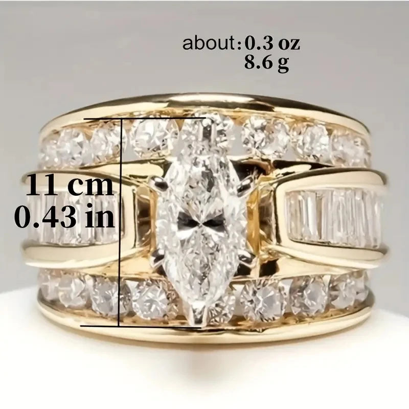 Huitan Marquise Cubic Zirconia Ring – Women's Fashion Band Fashion Ring Axl