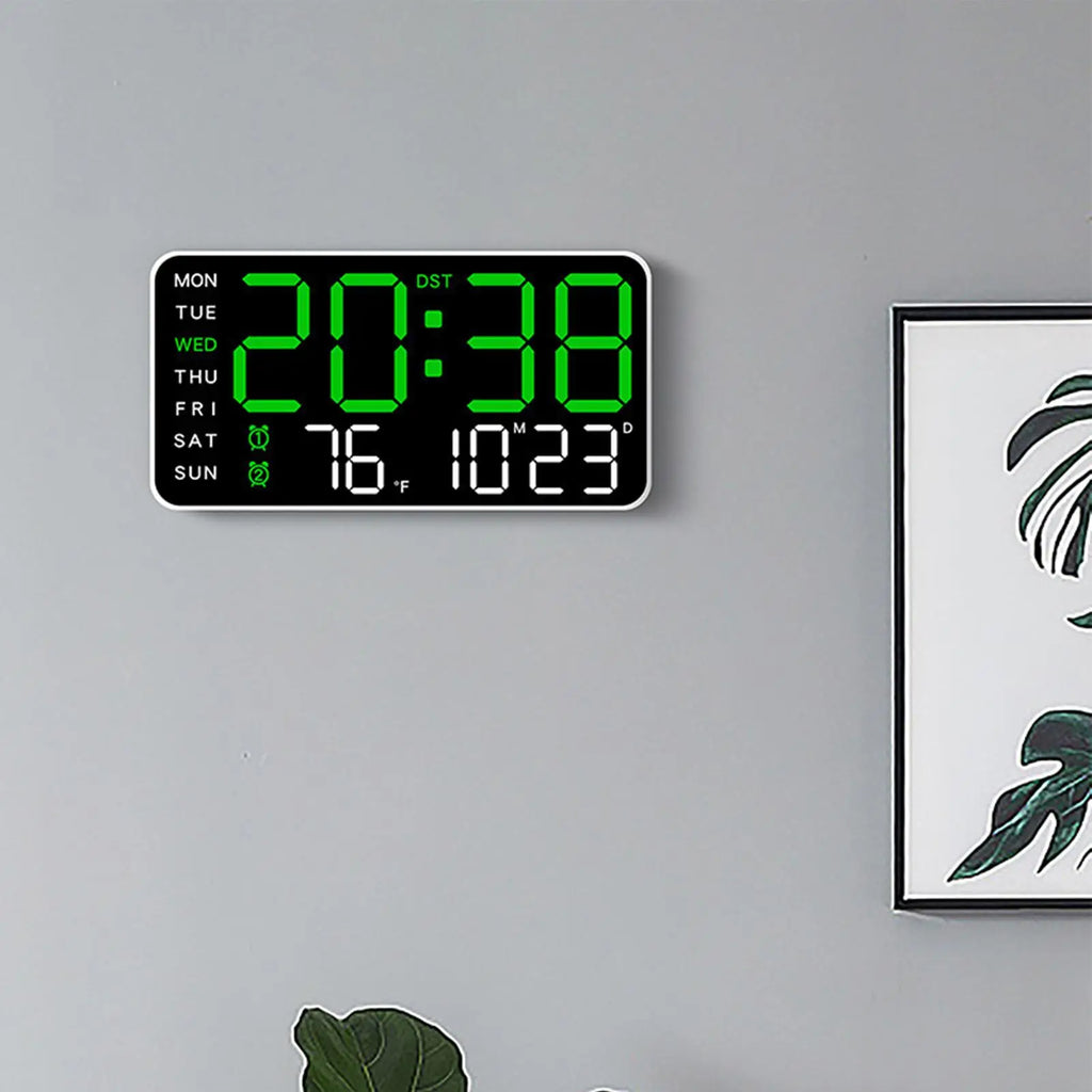 LED Digital Wall Clock – Large Display, Temperature & Date LED Wall Clock Axl