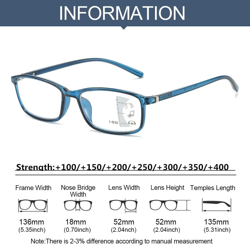 Retro Progressive Multifocal Reading Glasses Anti-Blue Light Reading Glasses Axl