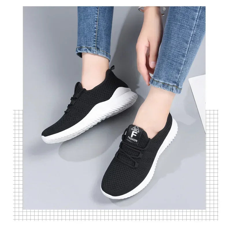 Women's Breathable Platform Sneakers – Casual Lace-Up Shoes Platform Sneakers Axl