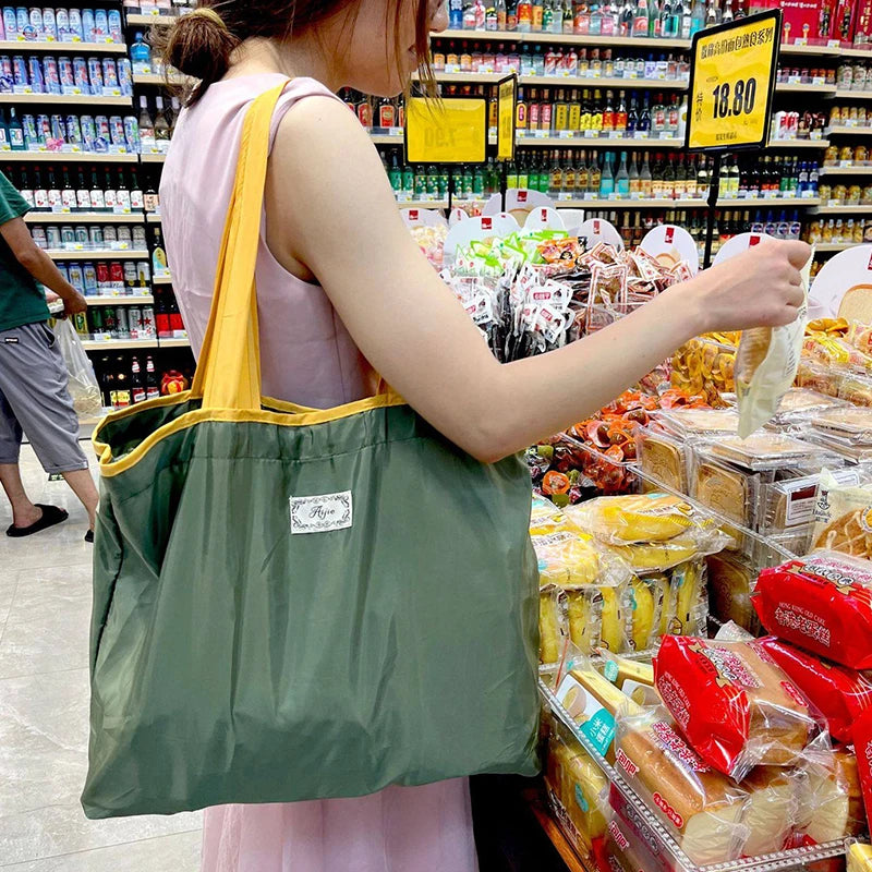 Foldable Waterproof Shoulder Bag – Large Nylon Tote for Daily Use Foldable Shoulder Bag Axl