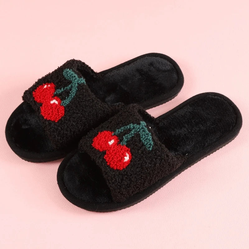Women's Plush Open Toe Slippers – Cozy Furry Indoor House Shoes Women's Slippers Axl