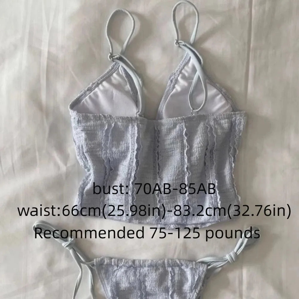 Three-Piece Strapless Bandeau Bikini Set | Korean Style Swimsuit Bikini Set Axl