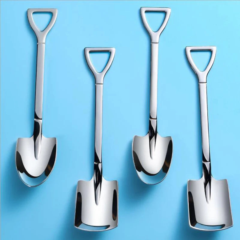 4-Piece Shovel Shape Stainless Steel Dessert Spoons Set Dessert Spoon Set Axl