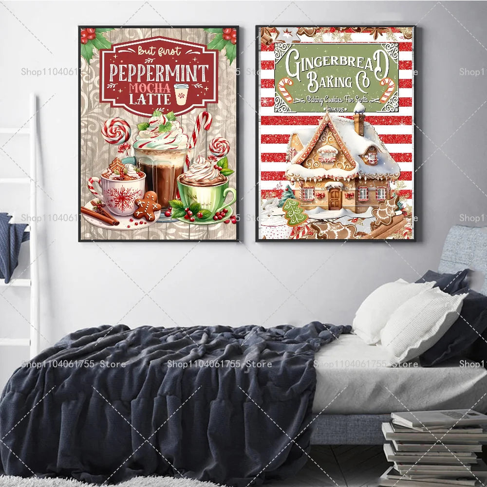 Christmas Hot Chocolate Gingerbread Wall Poster | Self-Adhesive Wall Art Poster Axl