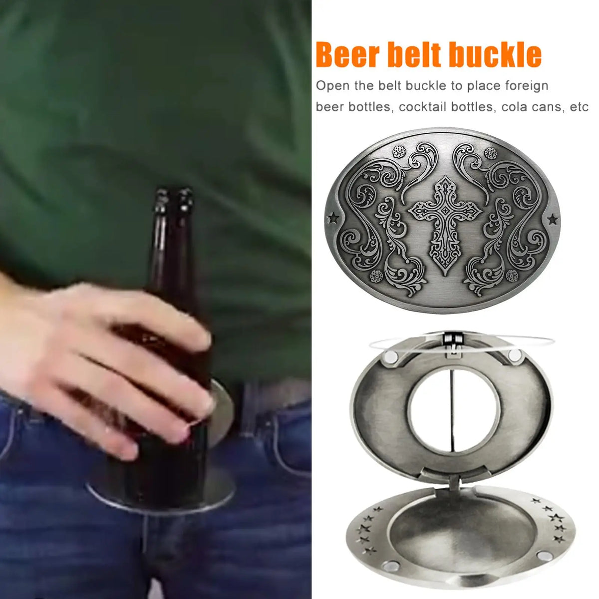 Beer Bottle Belt Clip Holder – Antique Bronze Metal Holster Bottle Belt Holster Axl