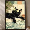 Fun Bathroom Animals Self-Stick PVC Wall Art Poster | Waterproof Wall Art Poster Axl White01 15X20cmNoframe