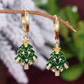 Huitan Christmas Tree Dangle Earrings – CZ Drop Jewellery Dangle Earrings Axl E5093