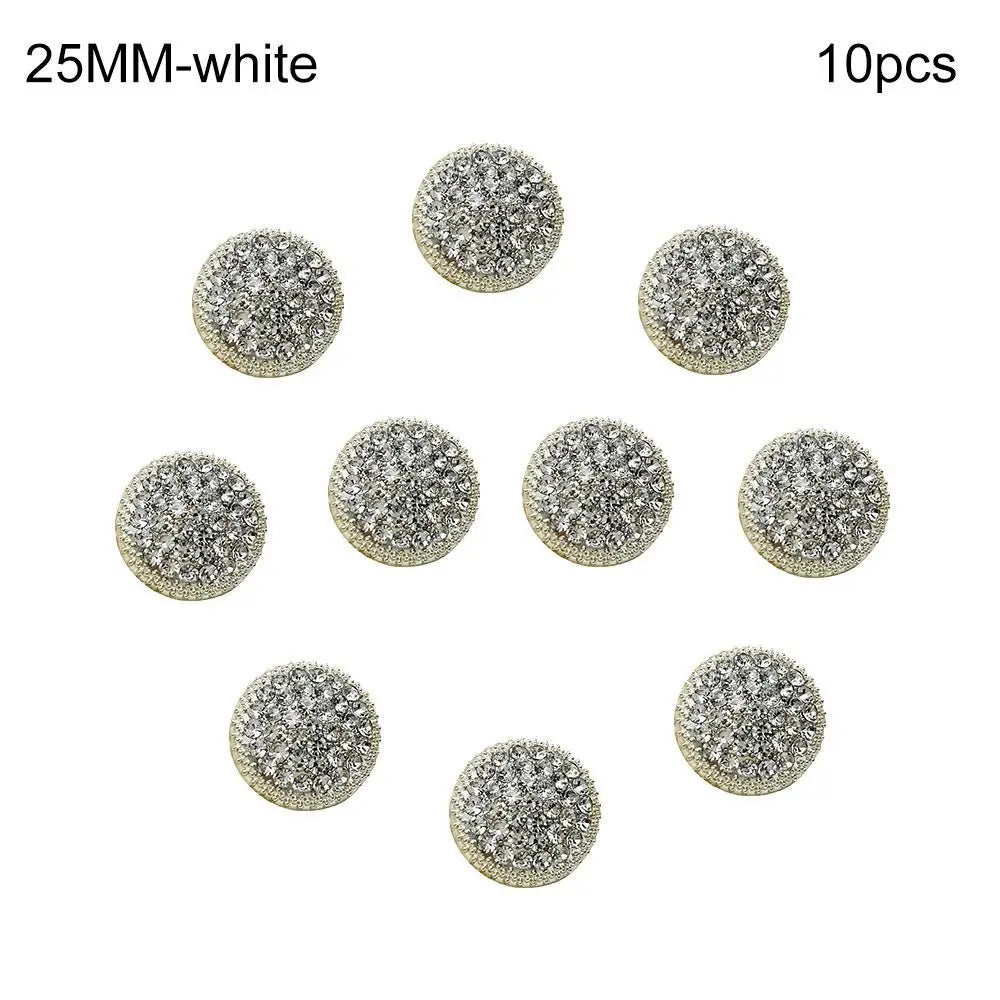 10-Pack Metal Rhinestone Snap Buttons for DIY Sewing & Crafts Rhinestone Sewing Buttons Axl white-10pcs 23MM