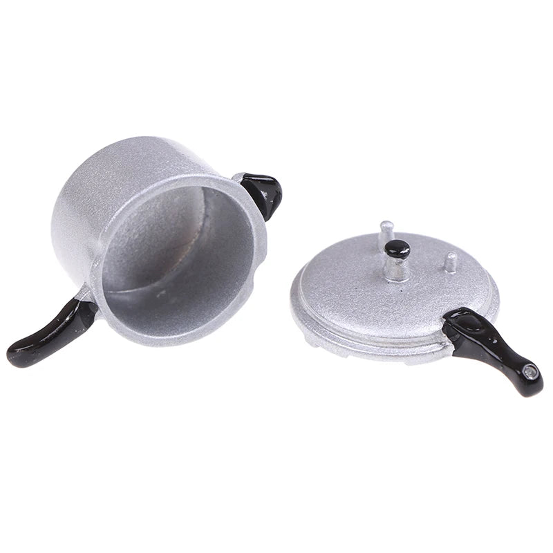 1:12 Dollhouse Miniature Pressure Cooker – Metal Kitchen Decor Dollhouse Miniature Axl