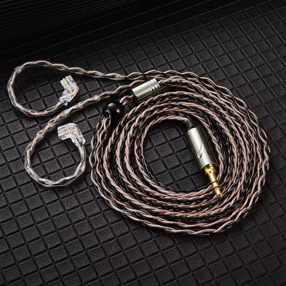 QKZ T1 Silver Plated Earphone Upgrade Cable 8-Strand 2Pin Earphone Upgrade Cable Axl Brown