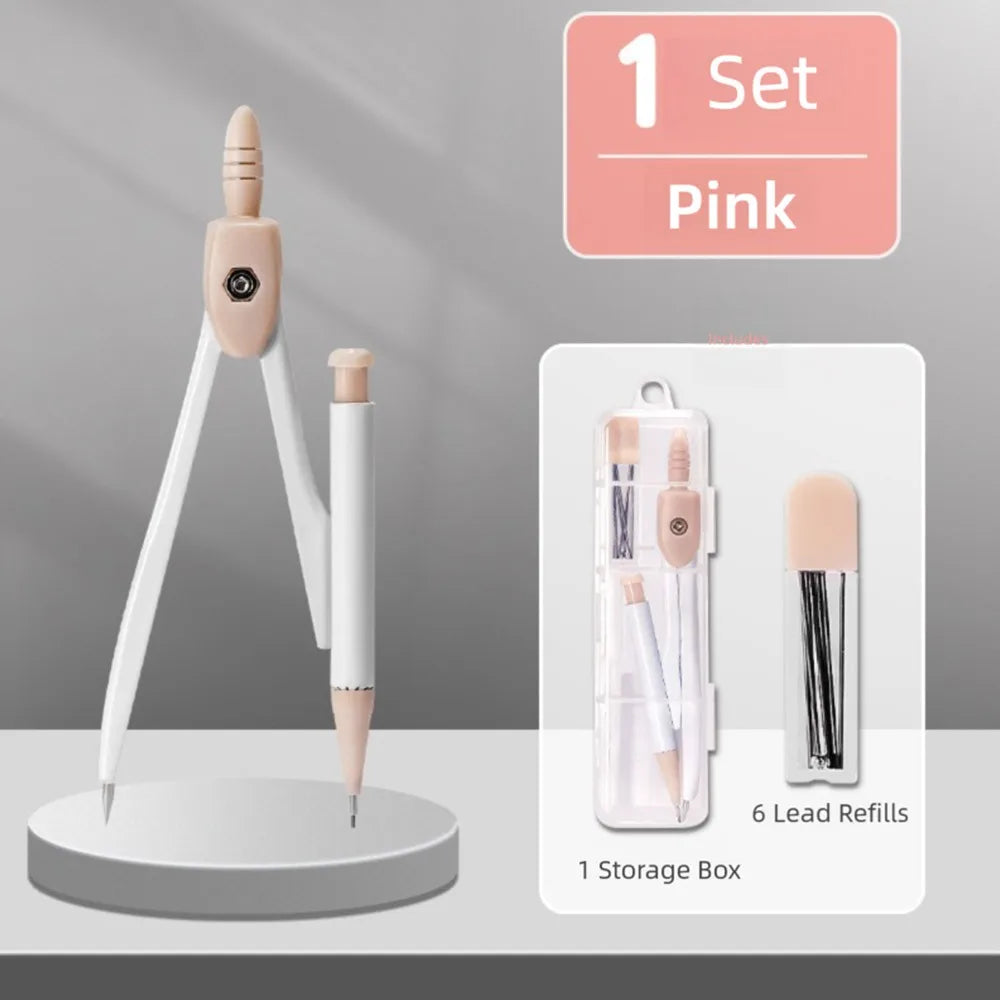 8-Piece Student Geometry Set – Rulers, Compass & Protractor Geometry Drawing Set Axl Pink Compass Set