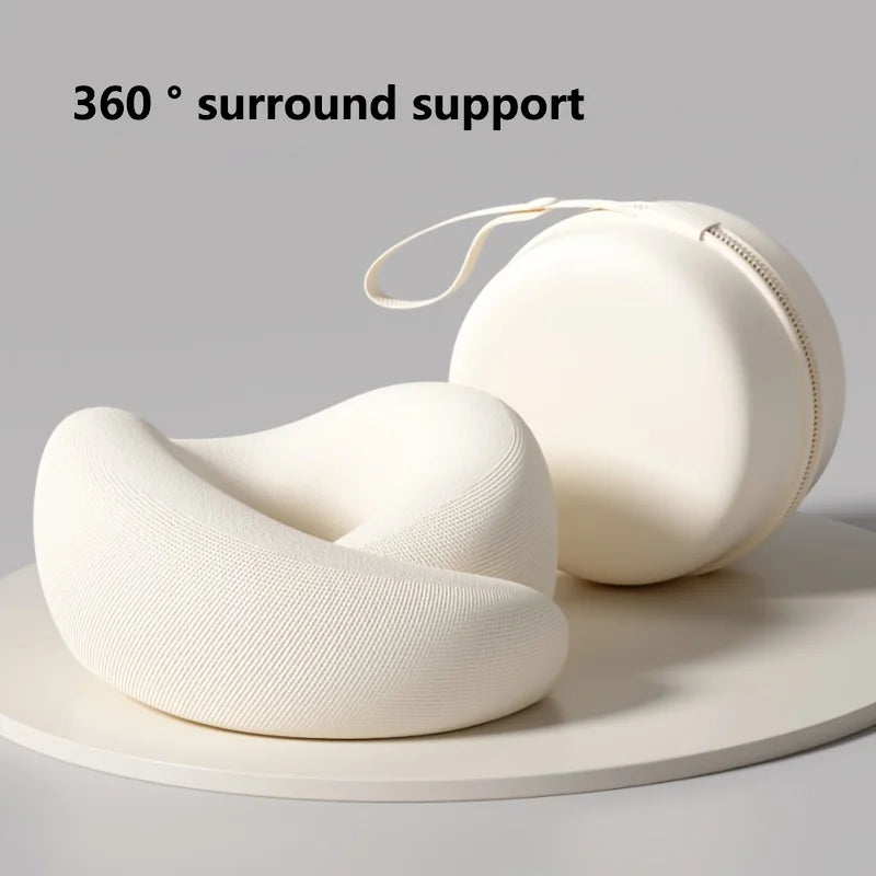 U-Shaped Memory Foam Travel Neck Pillow with Storage Box Travel Neck Pillow Axl Ivory White - 1set