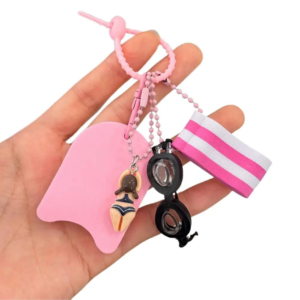 Swim Themed Keychain – Mini Goggles, Kickboard & Swimmer Charm Sports Keychain Axl Pink