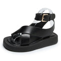 Women's Cross Strap Beach Sandals – Fairy Style Thick Sole Women's Sandals Axl Black 35