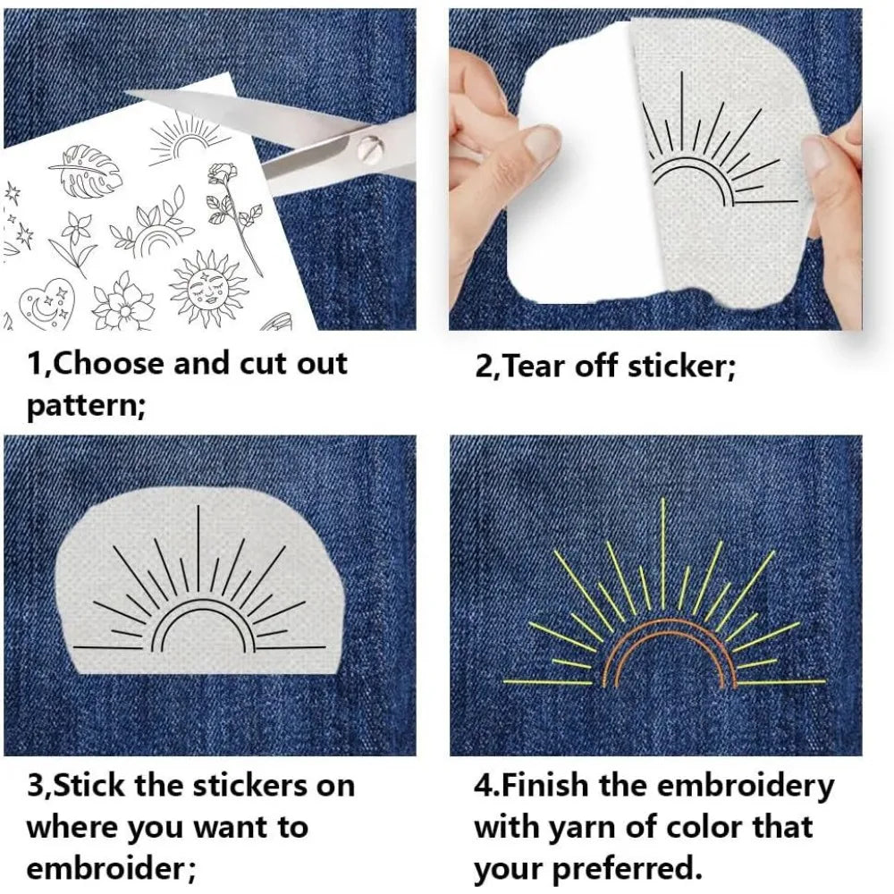 79PCS Boho Water Soluble Embroidery Stabilizers – 4 Sheets Embroidery Stabilizer Axl