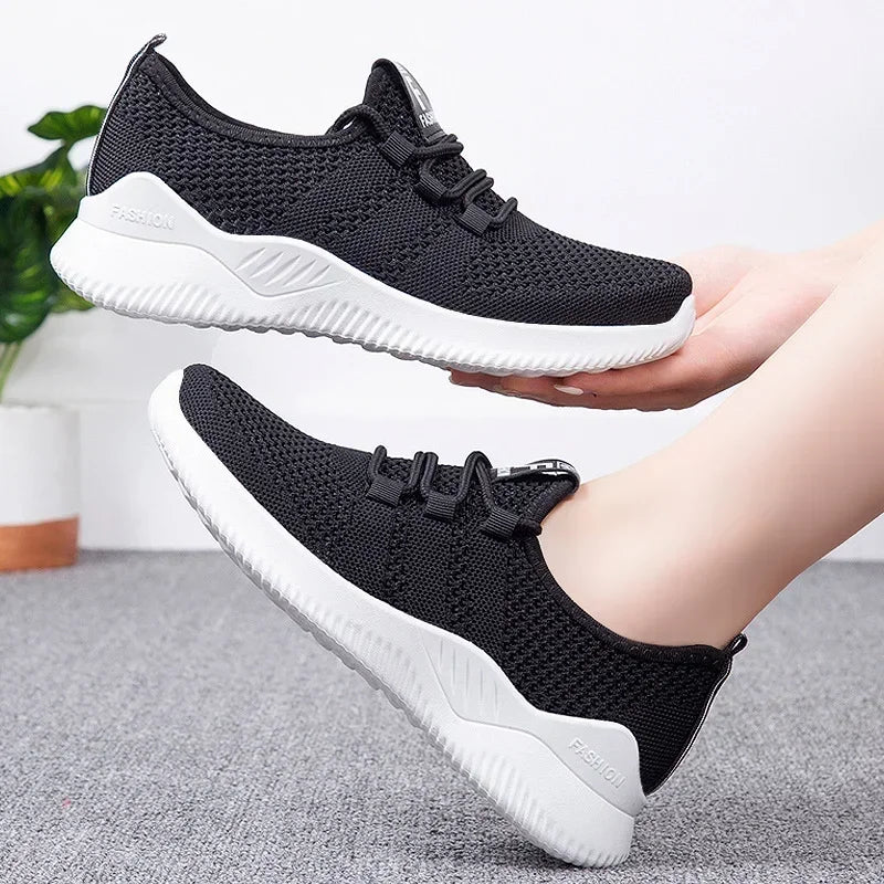Women's Breathable Platform Sneakers – Casual Lace-Up Shoes Platform Sneakers Axl