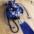 Vintage Brocade Sachet Bag – Hanfu Tassel Car Hang & Storage Decorative Sachet Pouch Axl navy blue
