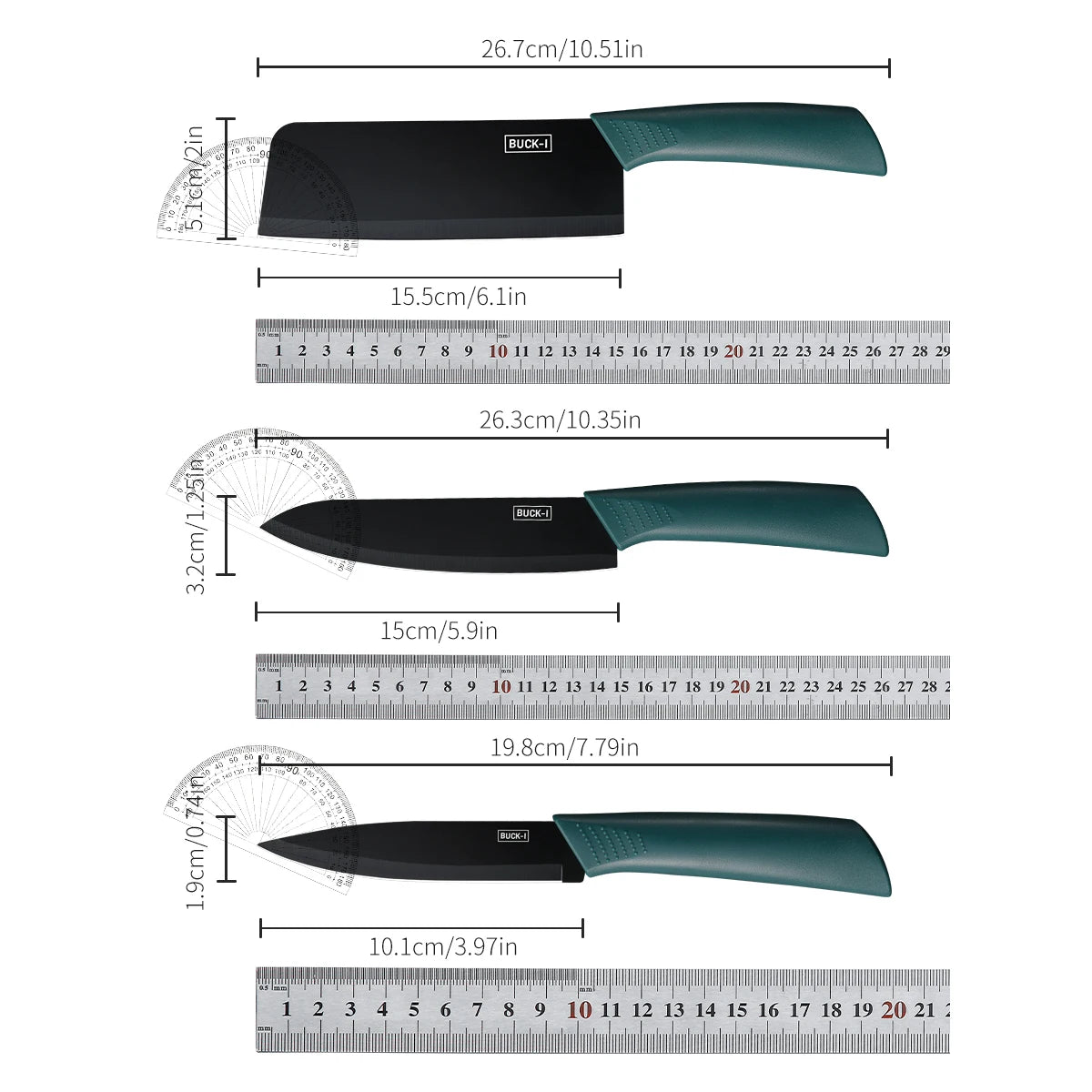 SHENJIU 3-Piece Kitchen Knife Set with Covers | Chef & Utility Kitchen Knife Set Axl