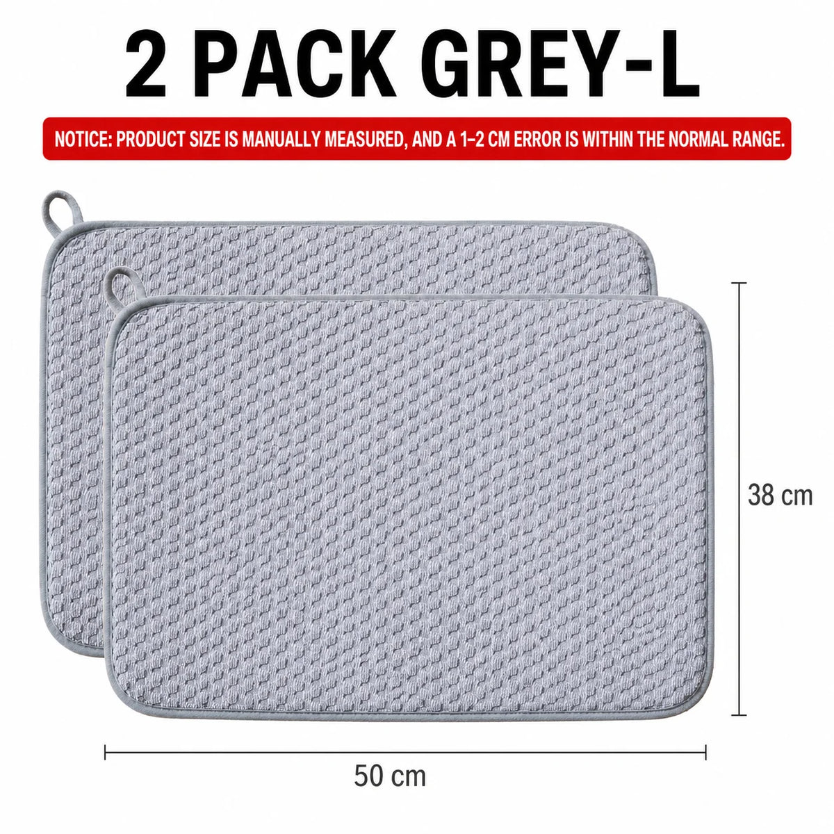 2-Pack Microfiber Dish Drying Mat – Absorbent Kitchen Counter Pad Dish Drying Mat Axl 2 Pack Grey-L All In One