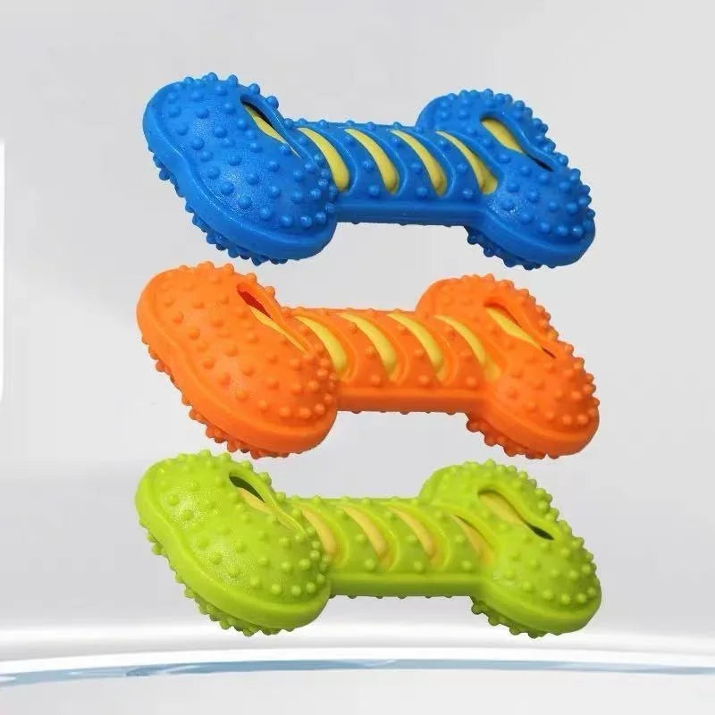 Squeaky Rubber Bone Dog Chew Toy – Bite-Resistant Puppy Stick Dog Chew Toy Axl B-3PCS