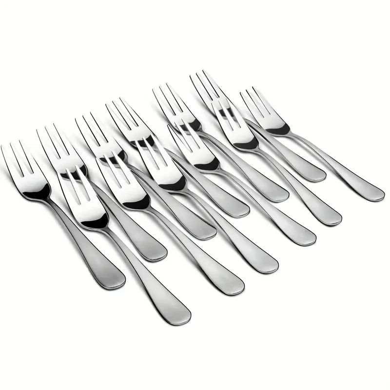 12-Piece Stainless Steel Fruit & Dessert Forks – Mirror Polish Dessert Fork Set Axl 12PCS