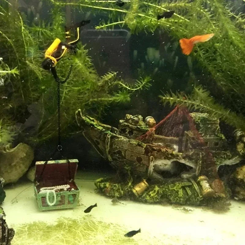 Pirate Sunken Ship Resin Fish Tank Ornament | Aquarium Decor Aquarium Ornament Axl