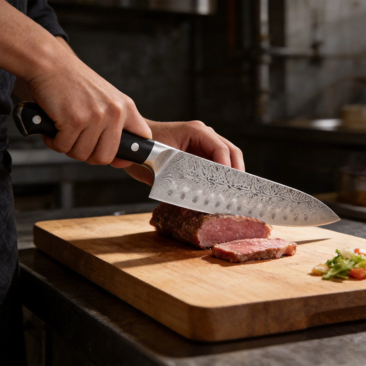 Damascus Steel Santoku Knife – Sharp Japanese Kitchen Cleaver Damascus Kitchen Knife Axl