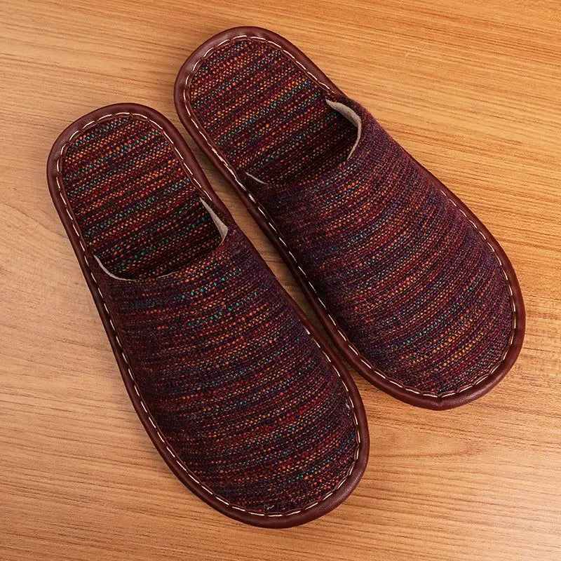 Lorilury Closed Toe Canvas Indoor Slippers – Unisex Flat Slides Indoor Canvas Slippers Axl Purple red 35-36