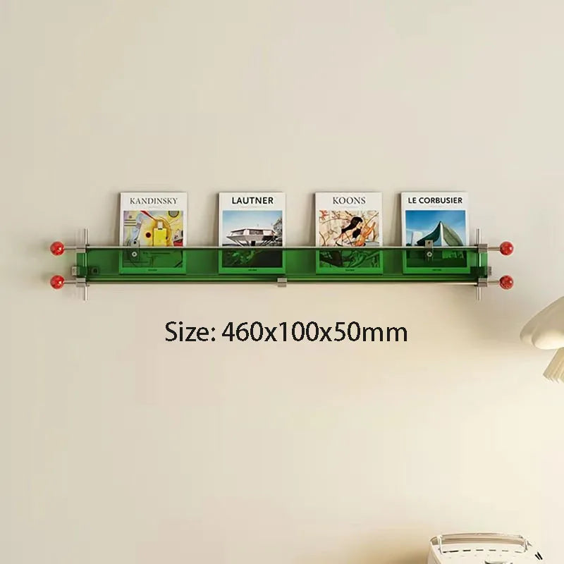 Wall Mounted Bookshelf – Nordic Minimalist Metal Floating Shelf Floating Wall Shelf Axl Green