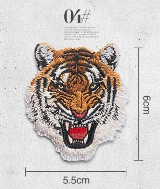 Tiger & Leopard Embroidered Iron-On Patches | Cotton Applique Embroidered Patch Axl