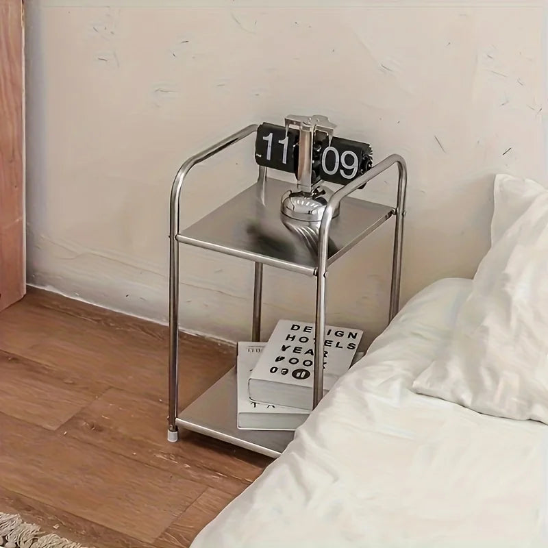Modern Stainless Steel Side Table & Nightstand Shelving Unit Metal Side Table Axl