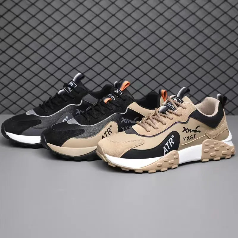 Men's Platform Vulcanized Sneakers – Casual Leather Lace-Up Platform Sneakers Axl