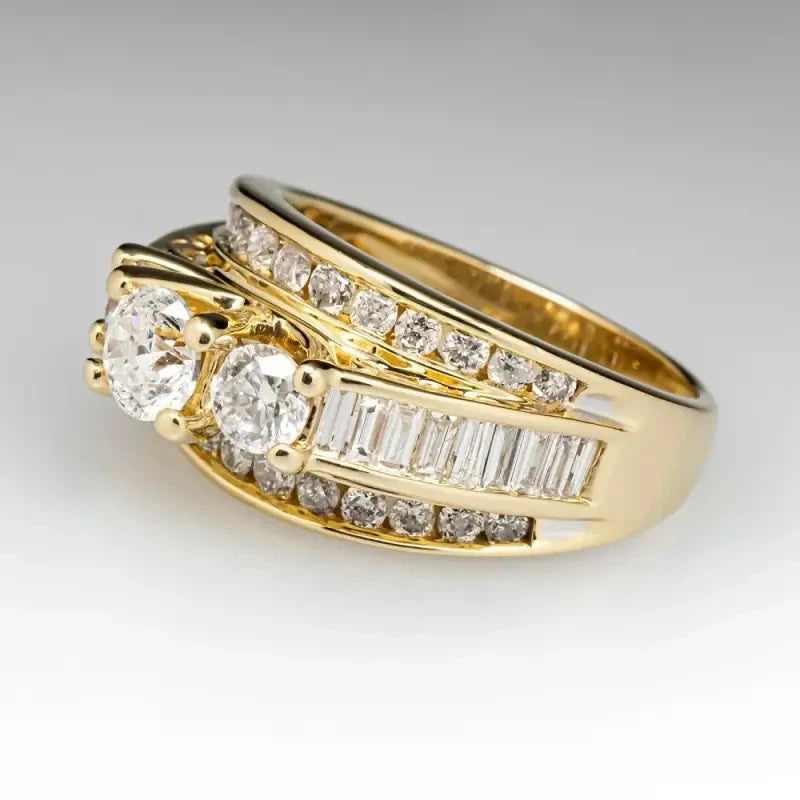 Huitan Women's CZ Engagement Ring – Brass Wedding Band T0954 CZ Engagement Ring Axl