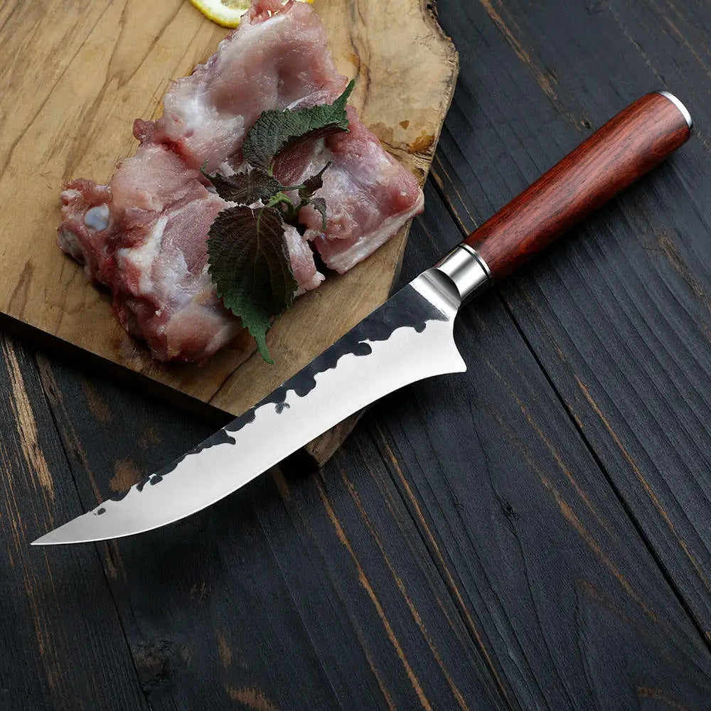 Hand-Forged Damascus Boning Knife – Rosewood Handle Chef Knife Boning Knife Axl