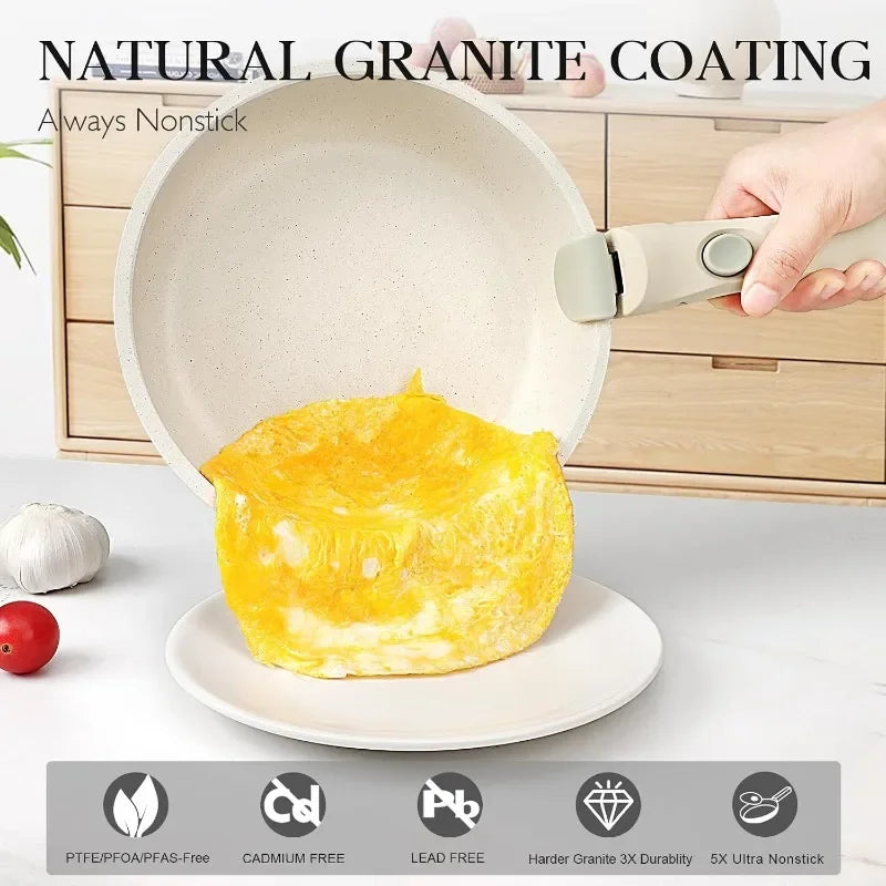 5-Piece Nonstick Ceramic Cookware Set – Detachable Handle & Induction Nonstick Cookware Set Axl