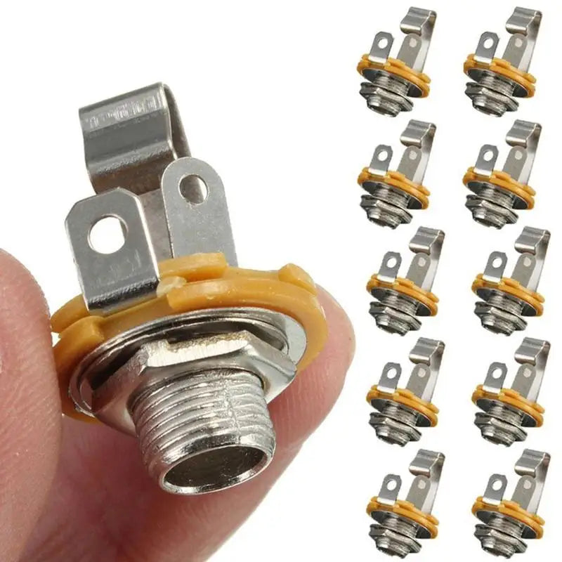 10-Pack Electric Guitar Input Jack 1/4" Mono Socket Nut & Washer Guitar Jack Socket Axl
