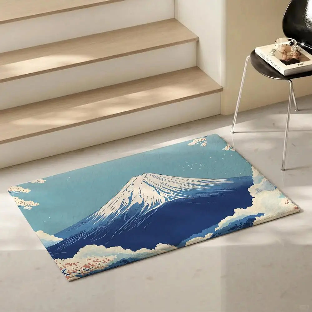 Mount Fuji Flannel Floor Mat – Non-Slip Soft Indoor Rug Flannel Floor Mat Axl