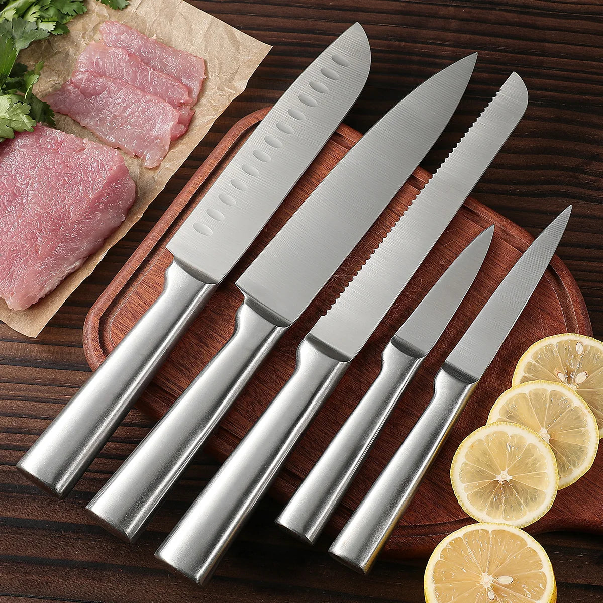 5-Piece Stainless Steel Kitchen Knife Set – Chef & Paring Knives Kitchen Knife Set Axl
