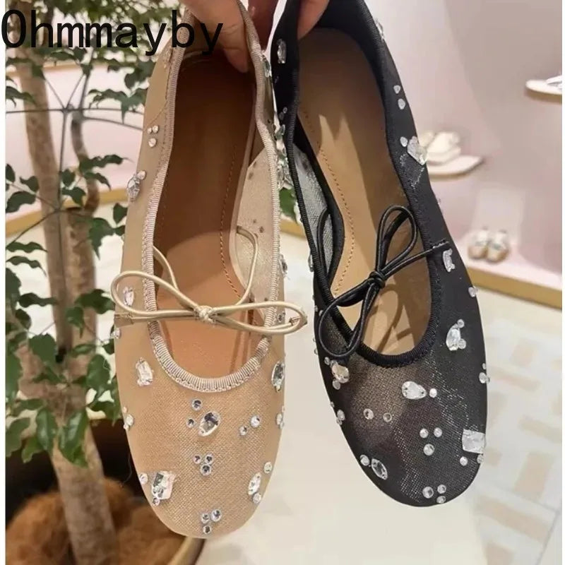 Lace Rhinestone Mary Jane Ballet Flats – Women's Slip-On Ballet Flats Axl