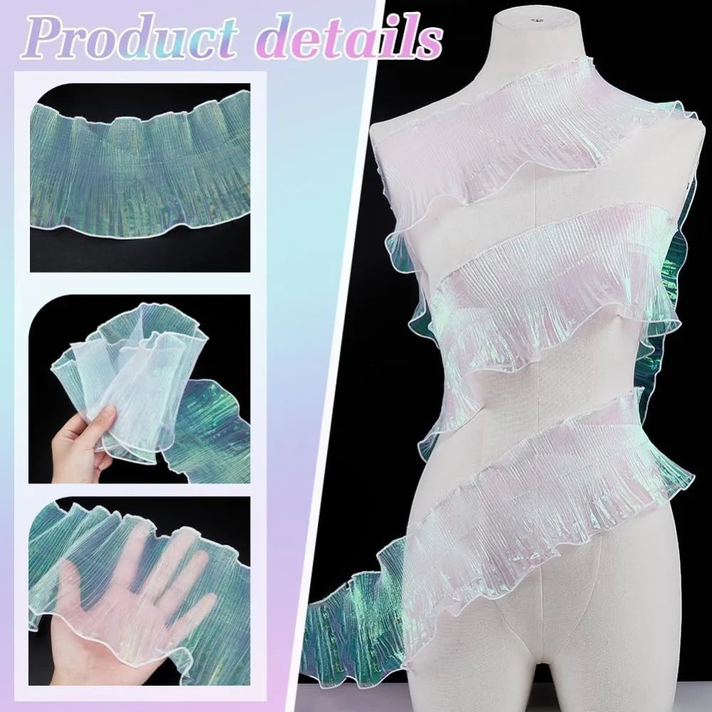 10M Pleated Ruffle Lace Trim 140mm – Thistle Polyester Ribbon Lace Ribbon Trim Axl